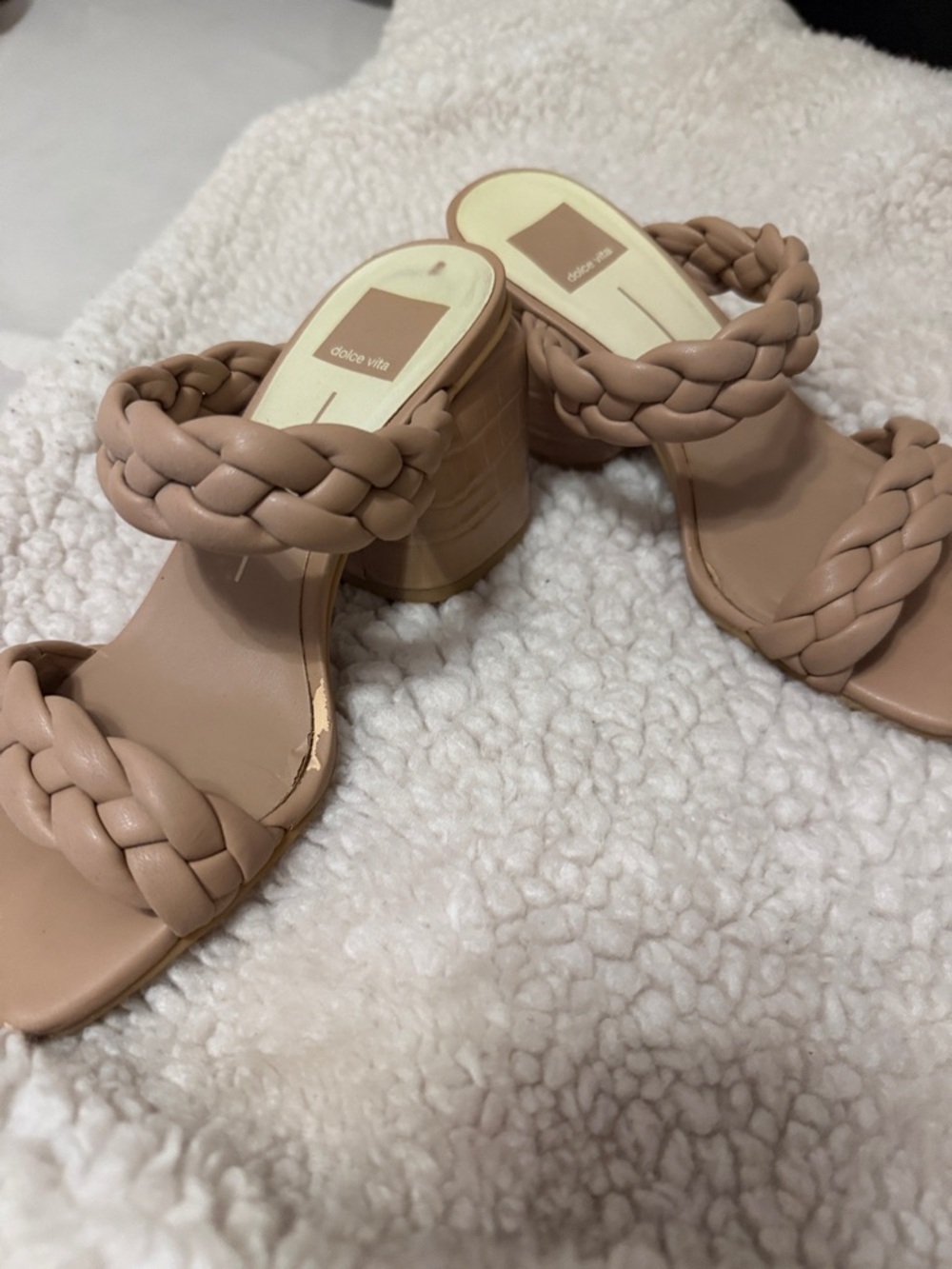 Dolce Vita Braided Double-Strap Heeled Sandals in Taupe - Picture 3 of 7